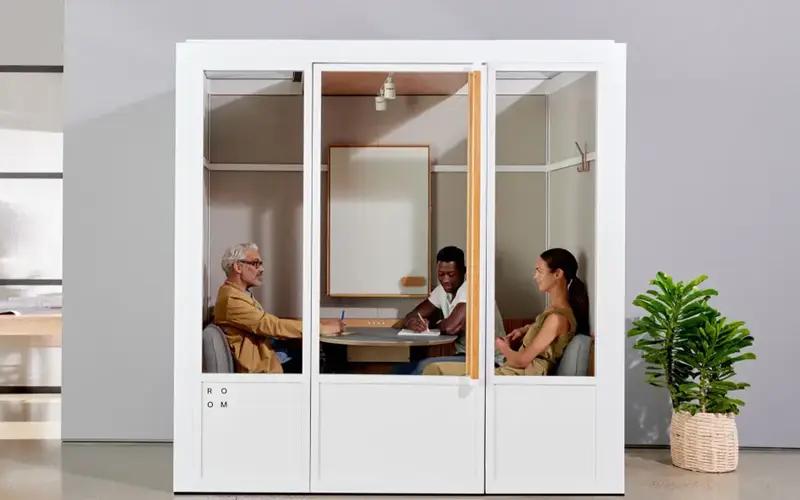 Acoustic pod in a co-working or shared office space, Auckland