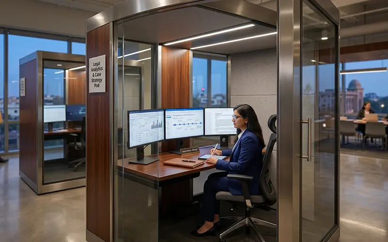 Acoustic pod for private client calls in a law firm, Auckland