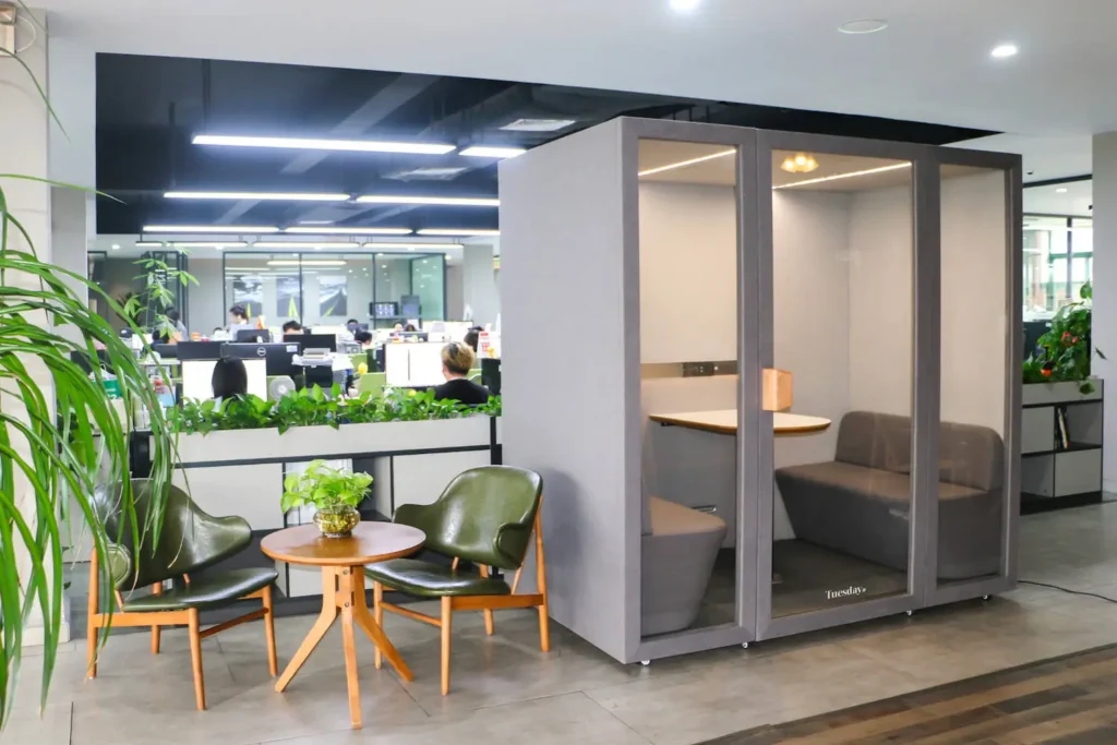 Tuesday Series acoustic workspace pod range available from Eurocraft, Auckland